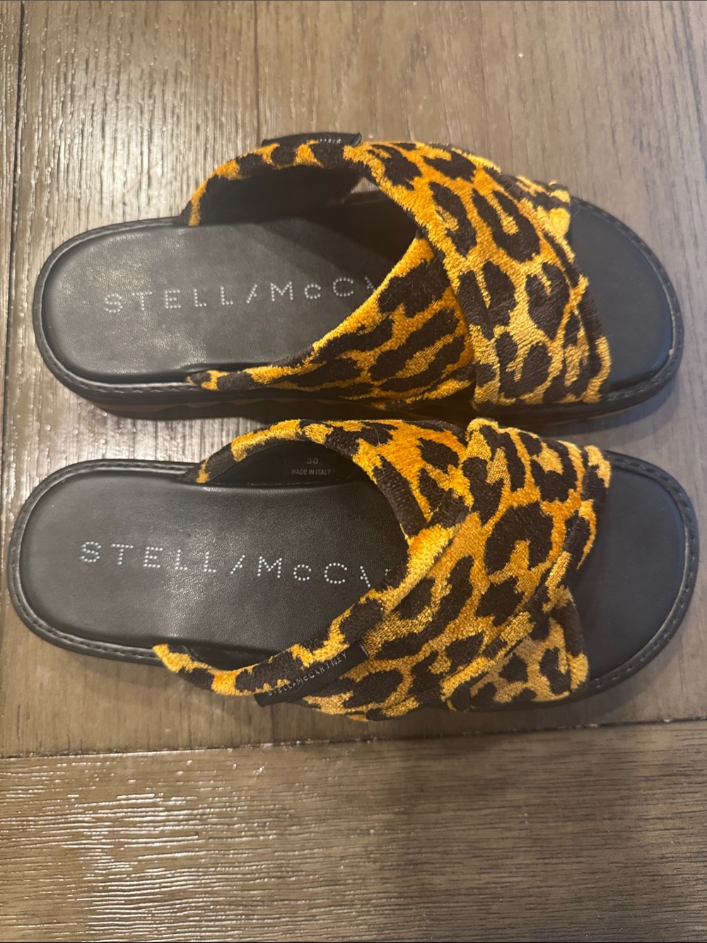 Stella McCartney Leopard-Print Slide Sandals - Yellow & Black